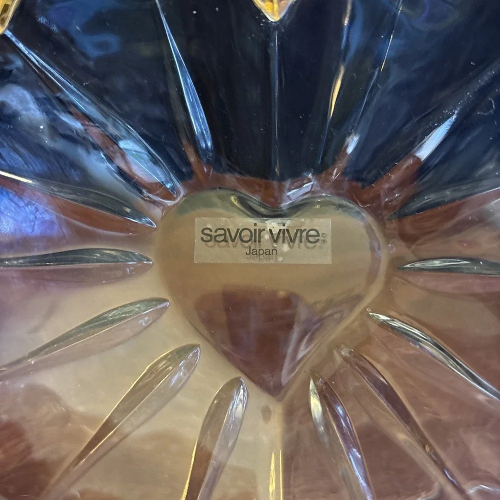 Vintage‎ Savoir Vivre Crystal Gold Trim Heart Shape Trinket/candy Dish-Japan